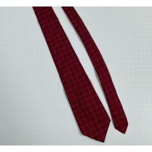J.D. Christopher Red Silk Necktie Geometric Medallion Vintage Style